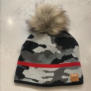 Camouflage Fur Pom Beanie